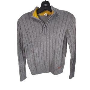 Kid Nation Boys Pullover 1/4 Zip 100% Cotton Cable Knit Sweater Gray Sz L  NWOT